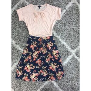NWT Navy Floral Printed Skirt